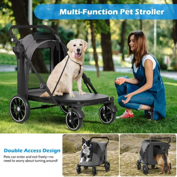 Extra Large Dog Stroller For 2 Dogs - Cage Cart Max 200 lbs - Image 4