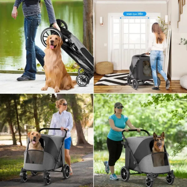 Extra Large Dog Stroller For 2 Dogs - Cage Cart Max 200 lbs - Image 3