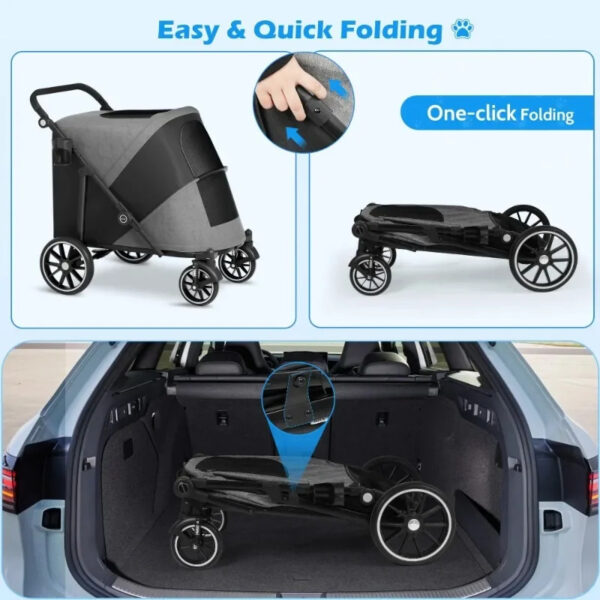 Extra Large Dog Stroller For 2 Dogs - Cage Cart Max 200 lbs - Image 2