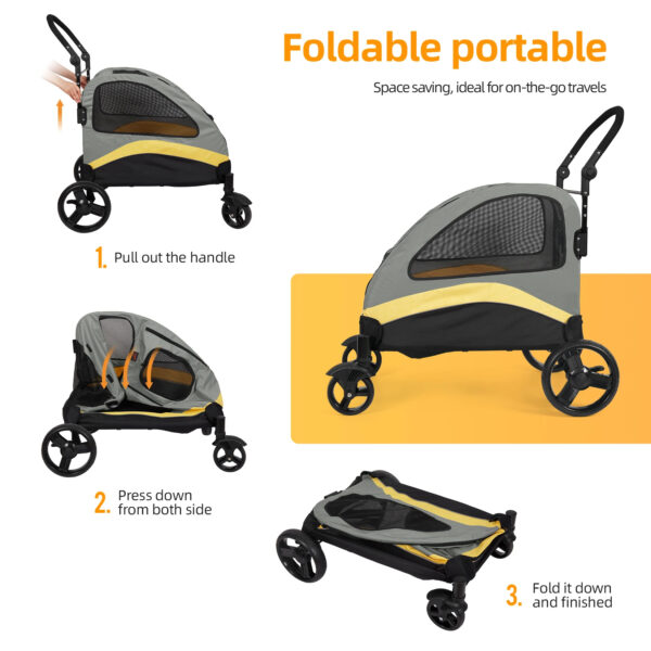 Large Foldable Dog Stroller - Breathable Animal Carrier that  loads up to 121 lbs - Image 7